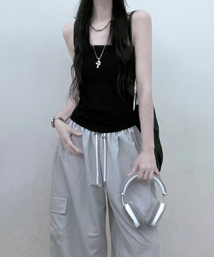 11할인폴리스퀘어캡내장패드끈나시 블랙