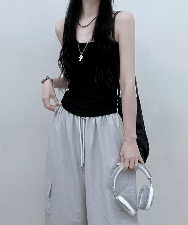 11할인폴리스퀘어캡내장패드끈나시 블랙