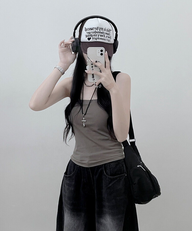 11할인폴리스퀘어캡내장패드끈나시 블랙