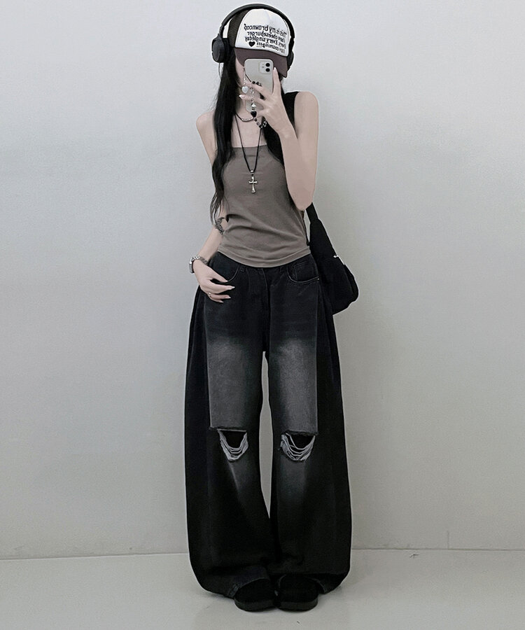 11할인폴리스퀘어캡내장패드끈나시 브라운