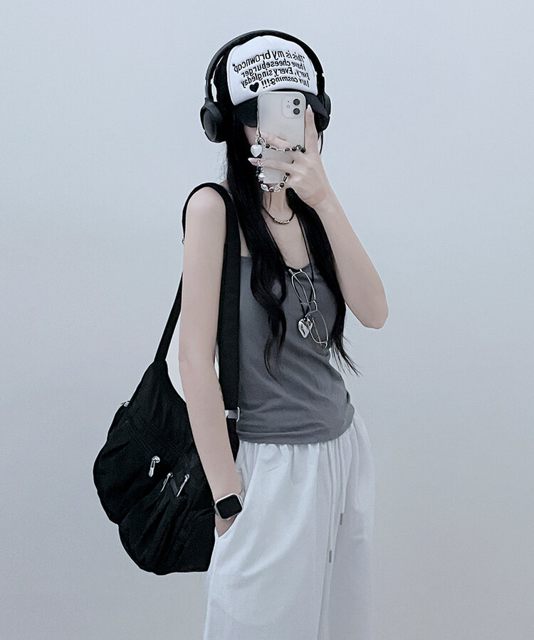 11할인폴리스퀘어캡내장패드끈나시 먹색