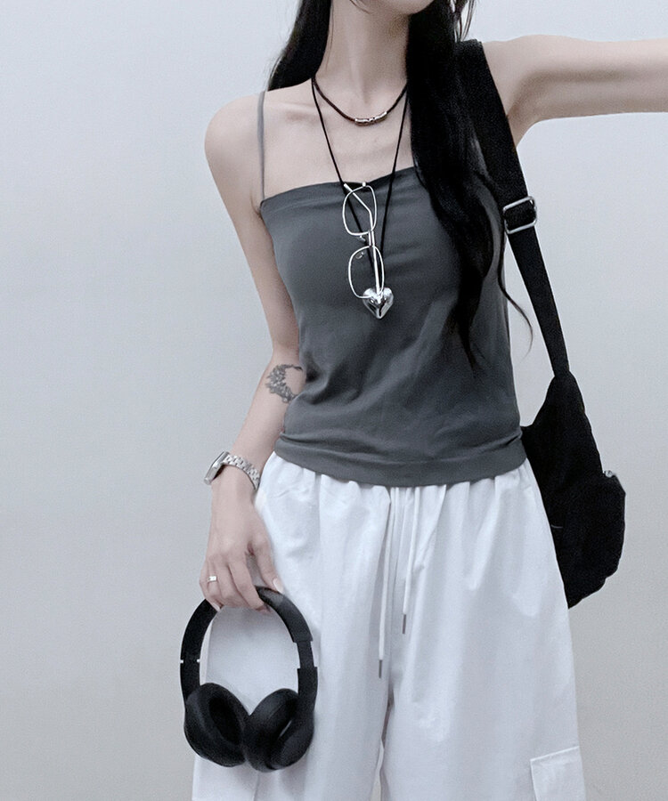 11할인폴리스퀘어캡내장패드끈나시 먹색