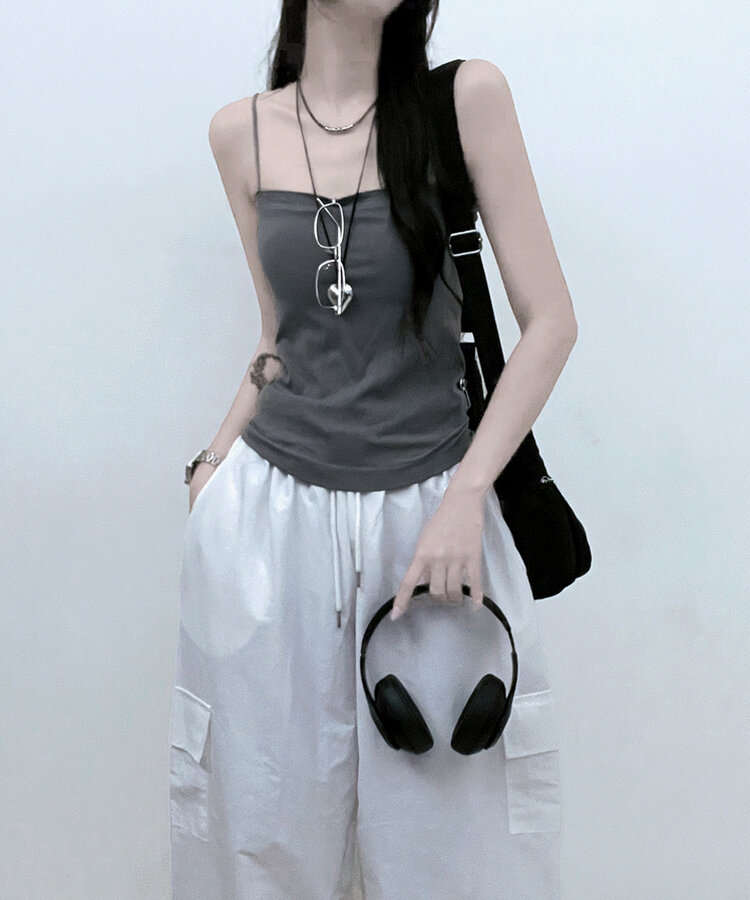 11할인폴리스퀘어캡내장패드끈나시 먹색