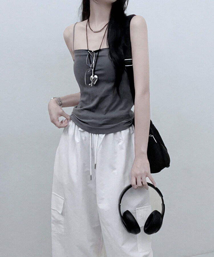 11할인폴리스퀘어캡내장패드끈나시 먹색