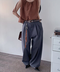 ファッション雑貨 スクエア牛革ベルト BROWN