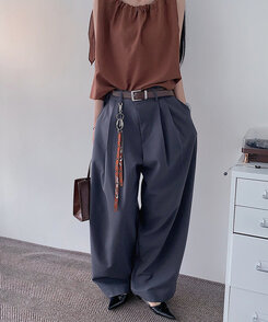 ファッション雑貨 スクエア牛革ベルト BROWN
