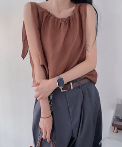 ファッション雑貨 スクエア牛革ベルト BROWN