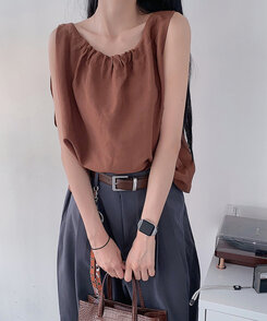 ファッション雑貨 スクエア牛革ベルト BROWN