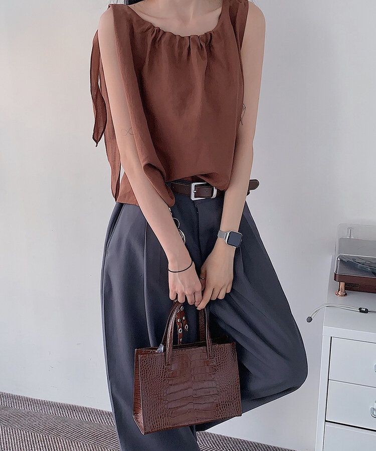 スクエア牛革ベルト BROWN
