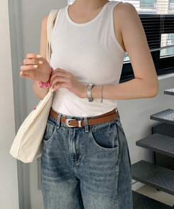 ノースリーブ スリムフィットタンクトップ5色 IVORY