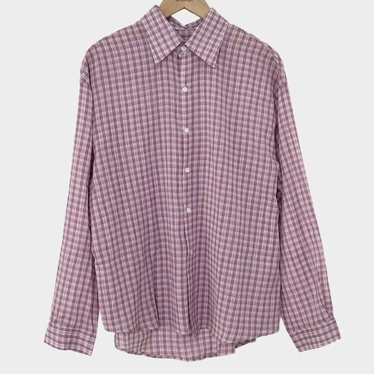 러브레터 시어서커 오버핏 체크셔츠남방