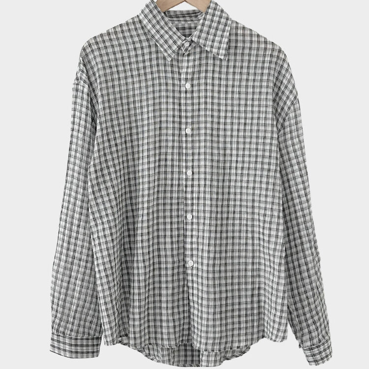러브레터 시어서커 오버핏 체크셔츠남방