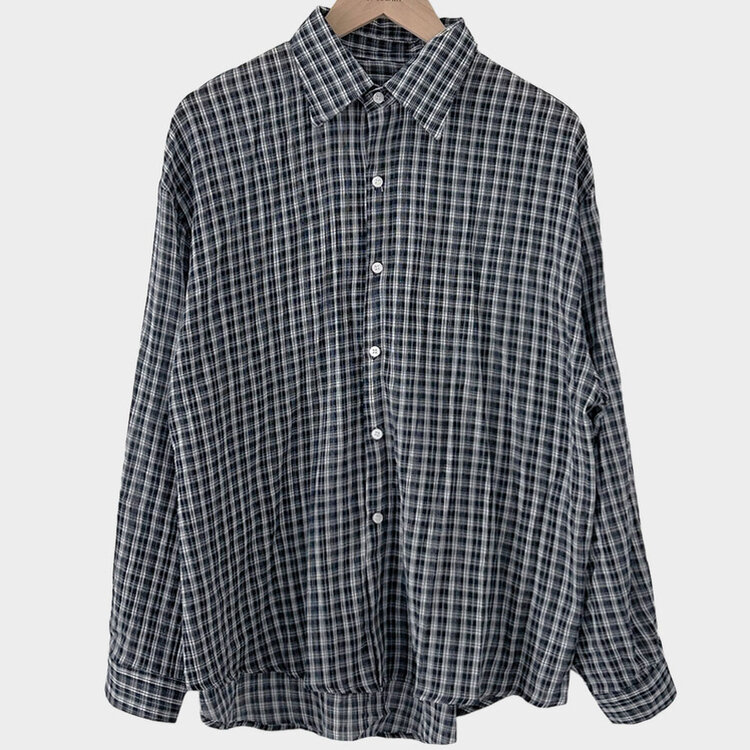 러브레터 시어서커 오버핏 체크셔츠남방