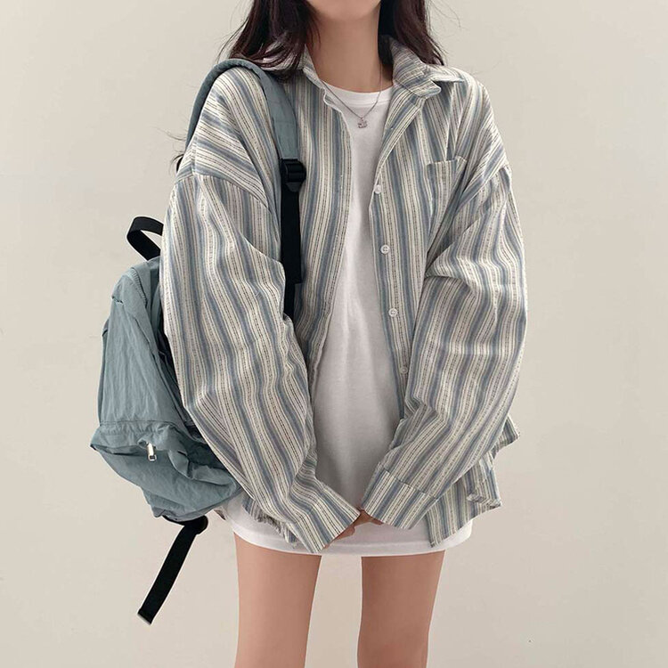 アバンオーバーフィットストライプシャツ｜シャツ｜韓国ファッション