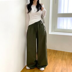 【SHORT/BASIC/LONG 丈別】2WAYオーバーフィットワイドパンツ KHAKI