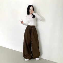 【SHORT/BASIC/LONG 丈別】2WAYオーバーフィットワイドパンツ DARK BROWN