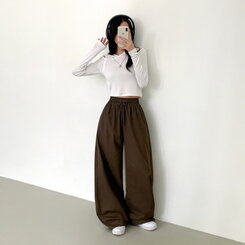 【SHORT/BASIC/LONG 丈別】2WAYオーバーフィットワイドパンツ DARK BROWN
