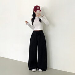 【SHORT/BASIC/LONG 丈別】2WAYオーバーフィットワイドパンツ BLACK