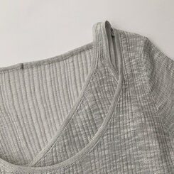 스킨스 원숄더 어깨 트임 레이어드 시스루 여름 긴팔 니트 티셔츠 2color