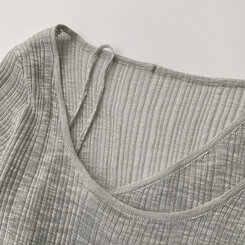 스킨스 원숄더 어깨 트임 레이어드 시스루 여름 긴팔 니트 티셔츠 2color