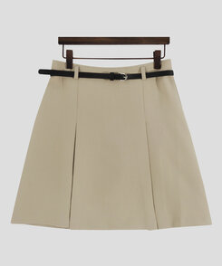 【+ベルト】ピンタックプリーツミニスカート