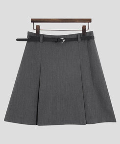 【+ベルト】ピンタックプリーツミニスカート