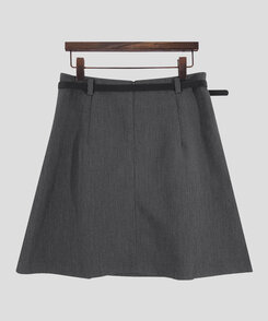 【+ベルト】ピンタックプリーツミニスカート