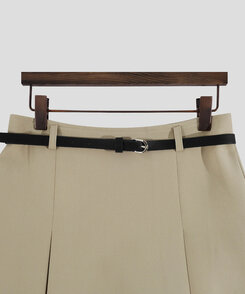 【+ベルト】ピンタックプリーツミニスカート