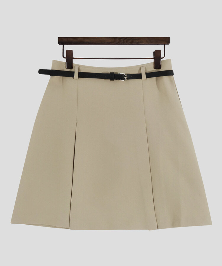 【+ベルト】ピンタックプリーツミニスカート