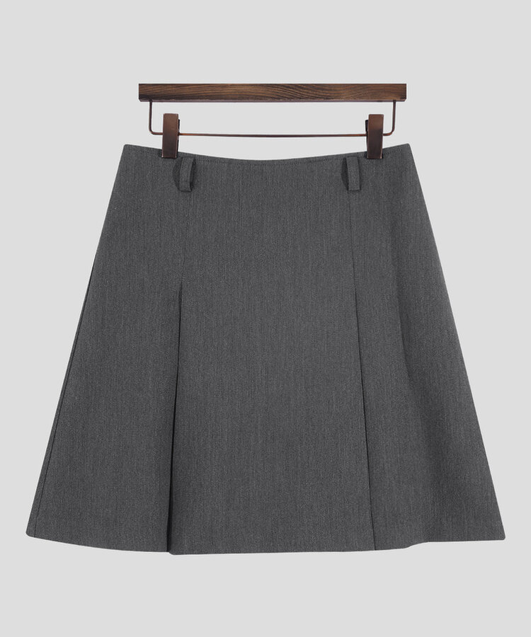 【+ベルト】ピンタックプリーツミニスカート