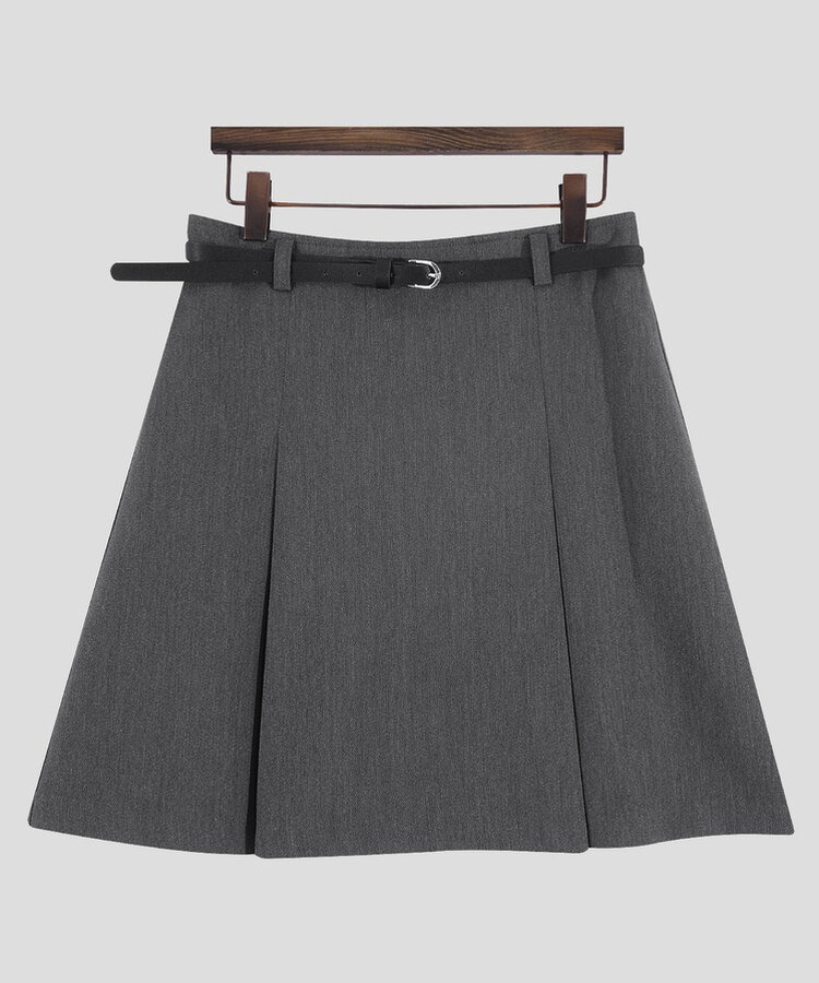 【+ベルト】ピンタックプリーツミニスカート