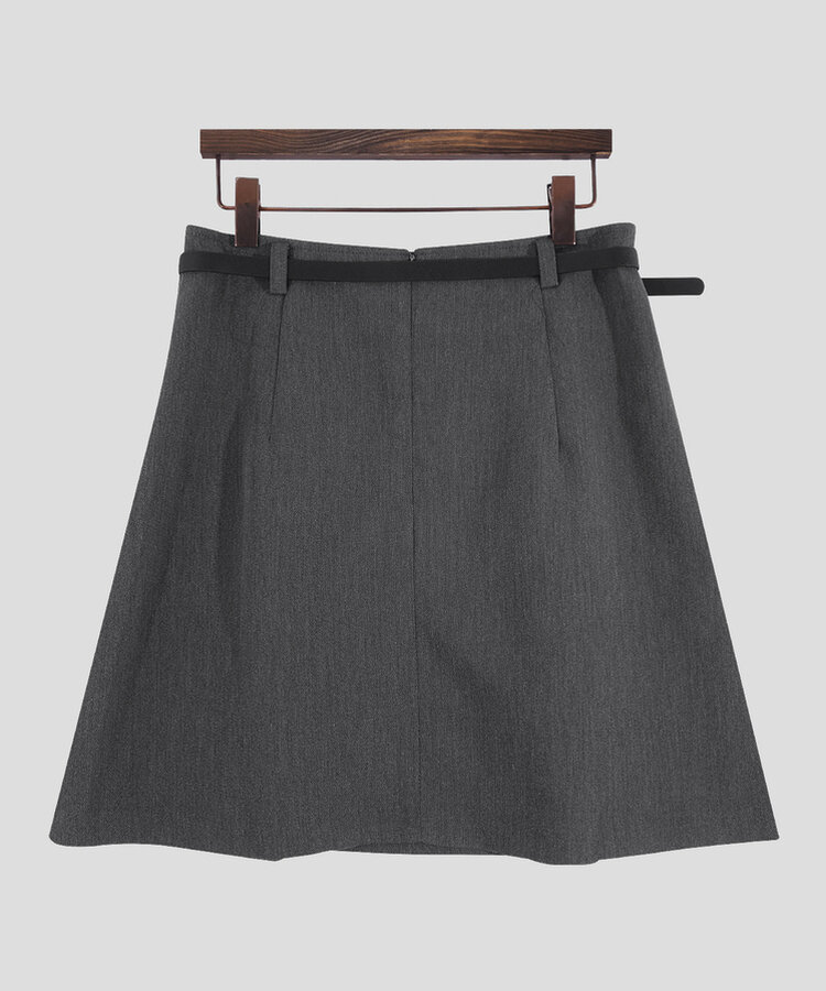 【+ベルト】ピンタックプリーツミニスカート