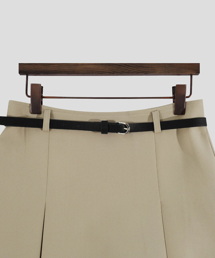 【+ベルト】ピンタックプリーツミニスカート