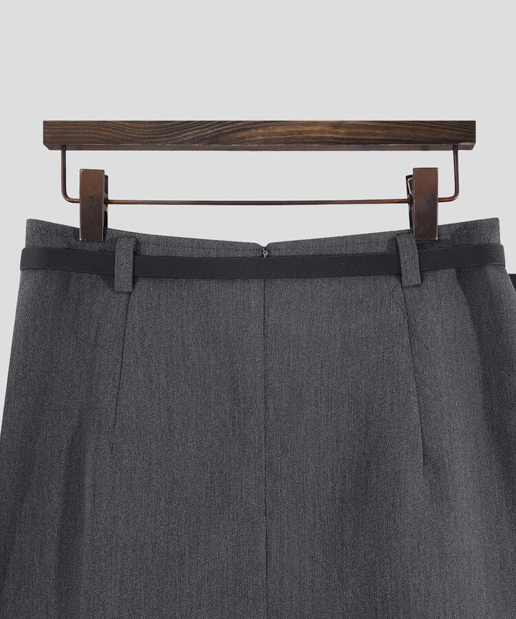 【+ベルト】ピンタックプリーツミニスカート