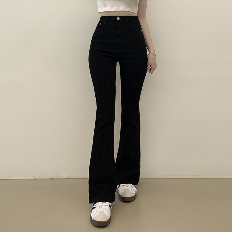 착붙핏 체형보정 블랙 코튼 슬림 부츠컷 롱팬츠 키큰녀 키작녀 빅사이즈 블랙