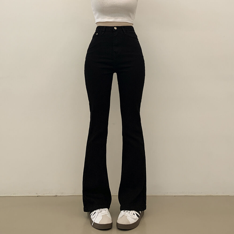 착붙핏 체형보정 블랙 코튼 슬림 부츠컷 롱팬츠 키큰녀 키작녀 빅사이즈 블랙