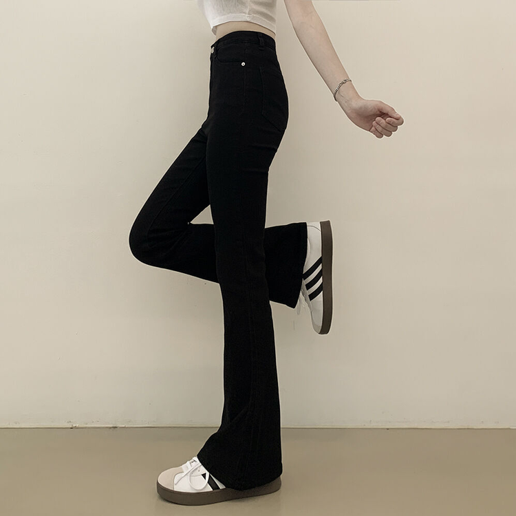 착붙핏 체형보정 블랙 코튼 슬림 부츠컷 롱팬츠 키큰녀 키작녀 빅사이즈 블랙