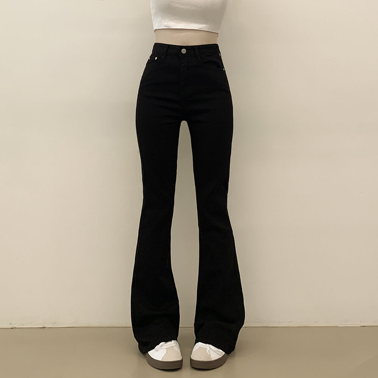 착붙핏 체형보정 블랙 코튼 슬림 부츠컷 롱팬츠 키큰녀 키작녀 빅사이즈 블랙