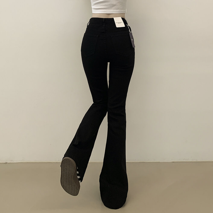 착붙핏 체형보정 블랙 코튼 슬림 부츠컷 롱팬츠 키큰녀 키작녀 빅사이즈 블랙