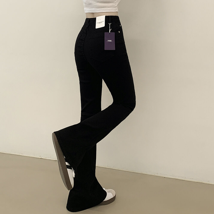 착붙핏 체형보정 블랙 코튼 슬림 부츠컷 롱팬츠 키큰녀 키작녀 빅사이즈 블랙