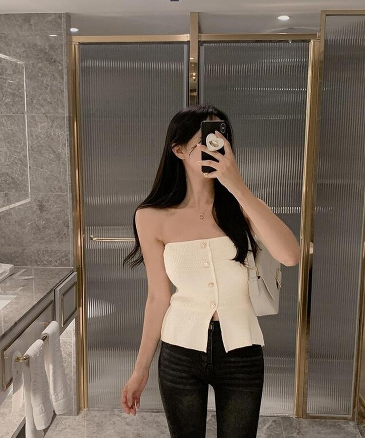 ツイードチューブトップ｜ニット｜韓国ファッション通販 SONA