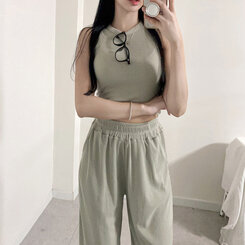 トレーニングセット 【SET】スリムフィットキャミソール トレーニングパンツ KHAKI