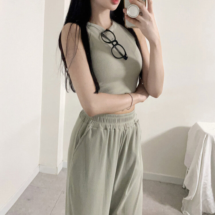 トレーニングセット 【SET】スリムフィットキャミソール トレーニングパンツ KHAKI