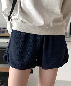 ショートパンツ ワッフルバンディングショートパンツ NAVY