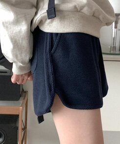 ショートパンツ ワッフルバンディングショートパンツ NAVY