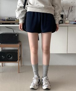 ショートパンツ ワッフルバンディングショートパンツ NAVY