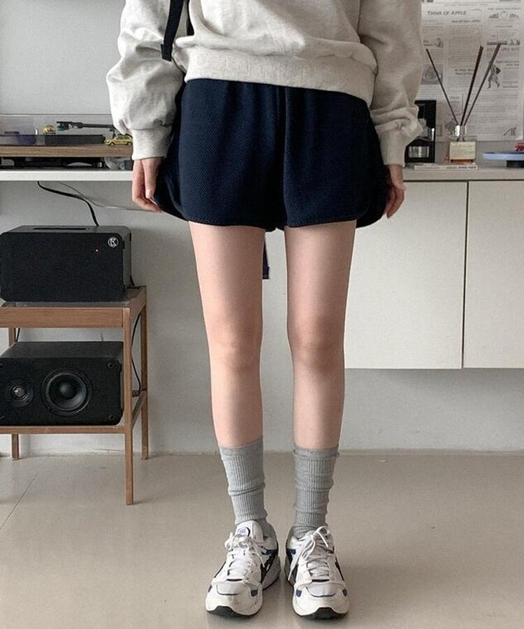 ワッフルバンディングショートパンツ NAVY