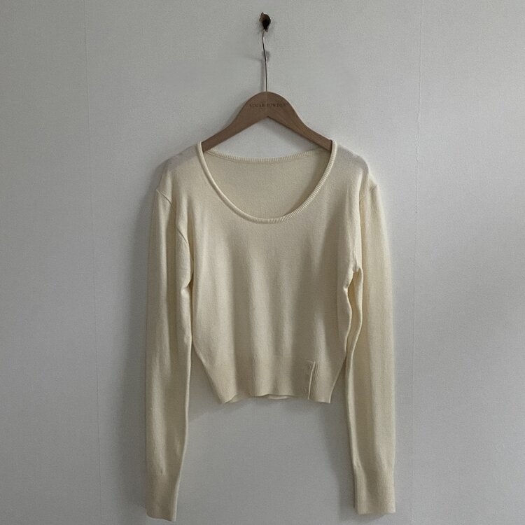 크림 단가라무지 트임 버튼 슬림 긴팔니트 10color