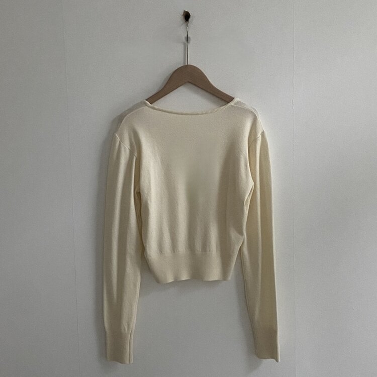 크림 단가라무지 트임 버튼 슬림 긴팔니트 10color