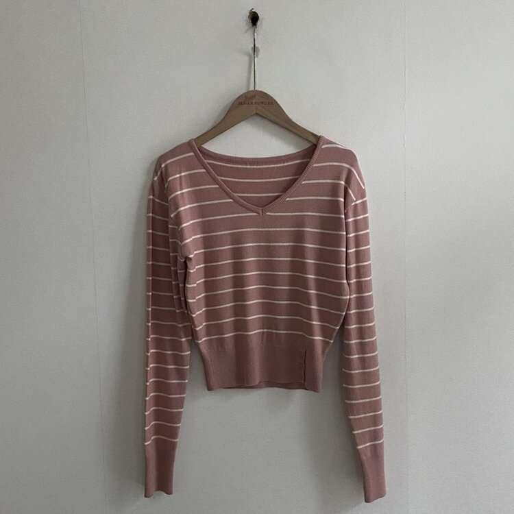 크림 단가라무지 트임 버튼 슬림 긴팔니트 10color